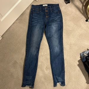 Madewell 10 inch high rise skinny raw hem jean